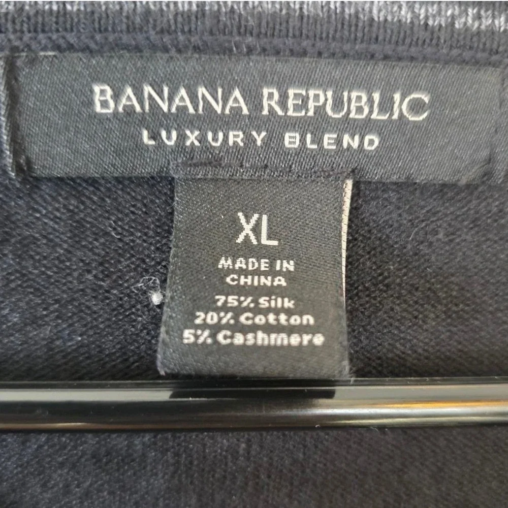 Banana Republic Mens Luxury Blend Silk Cotton Cashmere V-Neck Sweater‎ Black XL